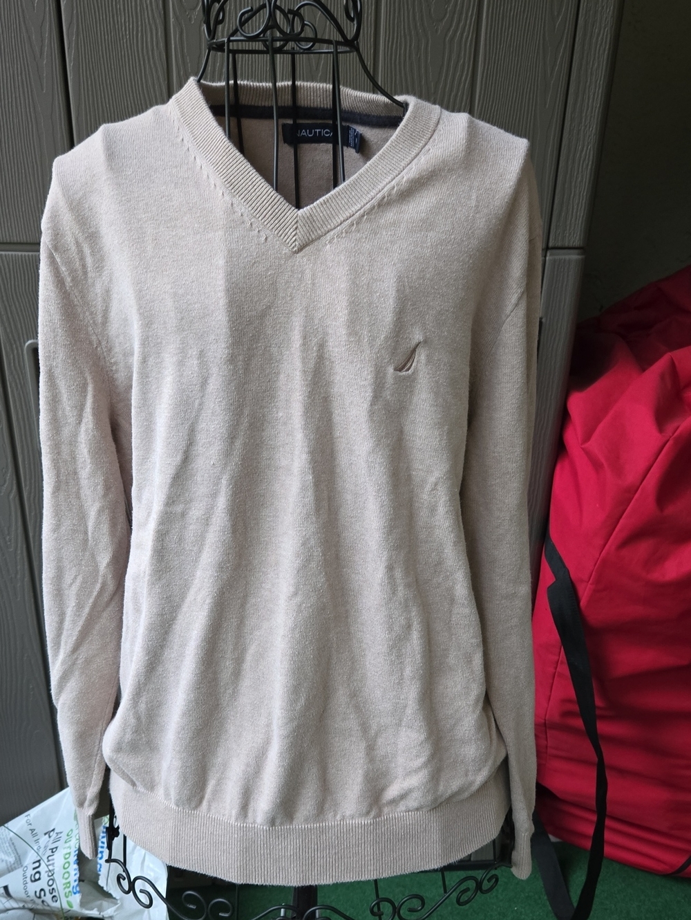 Nautica Cream V-Neck Sweater